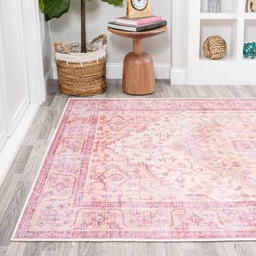Alacati Ogee Medallion Washable Area Rug